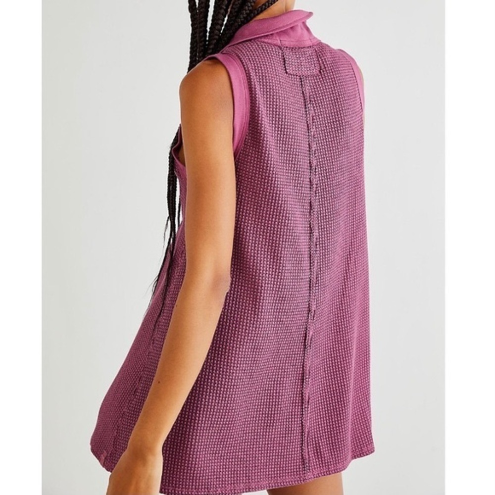 We The Free Free People Citrus Johnny Collar Tee in Ancient Seas Combo Size L - Picture 2 of 8